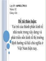 Vai trò của thành phần kinh tế nhà nước trong xây dưng và phát triển nền kinh tế thị trường định hướng xã hội chủ nghĩa ở Việt Nam hiện nay.