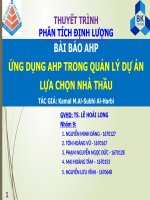 Ứng dựng AHP trong quản lý dự án lựa chọn nhà thầu