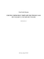 CHƯƠNG TRÌNH PHÁT TRIỂN ĐÔ THỊ TỈNH HÀ NAM ĐẾN NĂM 2030 VÀ TẦM NHÌN ĐẾN NĂM 2050