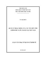 Quản lý hoạt động của các tổ chức phi chính phủ nước ngoài tại Việt Nam