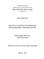 luận văn nhà ở của người tày ở xã bình yên, huyện định hóa, tỉnh thái nguyên (tt)