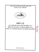 Điều lệ sửa đổi, bổ sung một số điều của Điều lệ Công ty | Công ty cổ phần đường sắt Bình Trị Thiên Dieu le sua doi
