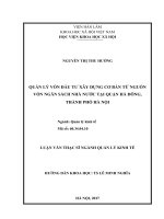 Quản lý vốn đầu tư xây dựng cơ bản từ nguồn Ngân sách Nhà nước tại quận Hà Đông, thành phố Hà Nội