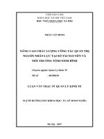 luận văn nâng cao chất lượng công tác quản trị NNL tại Sở Tài nguyên và Môi trường, tỉnh Ninh Bình