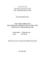 Thực hiện chính sách phát triển du lịch bền vững từ thực tiễn huyện ba vì, thành phố hà nội tt