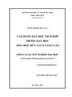 Vận dụng dạy học tích hợp trong dạy học hóa học hữu cơ 12 nâng cao (2017) 