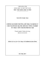 luận văn chính sách bồi thường, hỗ trợ, tái định cư cho người dân bị thu hồi đất nông nghiệp trên địa bàn thành phố hà nội