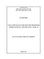 Tăng cường quản lý thu thuế thu nhập doanh nghiệp tại chi cục thuế Đô Lương – Nghệ An