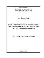 Chính sách bồi thường, hỗ trợ, tái định cư cho người dân bị thu hồi đất nông nghiệp trên địa bàn thành phố hà nội 