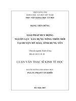 Giải pháp huy động nguồn lực xây dựng nông thôn mới tại huyện Mỹ Hào, tỉnh Hưng Yên (LV thạc sĩ)