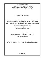 Giải pháp phát triển các hình thức hợp tác trong sản xuất và tiêu thụ nông sản ở huyện thạch thất, thành phố hà nội (tt) 