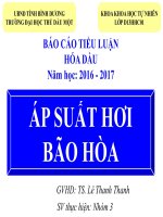 BÁO CÁO TIỂU LUẬN HÓA DẦU ÁP SUẤT HƠI BÃO HÒA