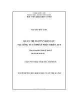 Quản trị nguồn nhân lực tại Công ty Cổ phần Phát triển ACT (LV thạc sĩ)