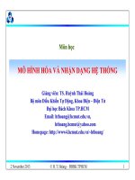 Bài giảng mô hình hoá và nhận dạng hệ thống chương 7 