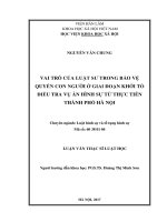 Vai trò của luật sư trong bảo vệ quyền con người ở giai đoạn khởi tố điều tra vụ án hình sự từ thực tiễn thành phố Hà Nội
