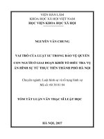 Vai trò của luật sư trong bảo vệ quyền con người ở giai đoạn khởi tố điều tra vụ án hình sự từ thực tiễn thành phố hà nội (tt)