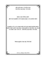 NGHIÊN CỨU LỰA CHỌN MỘT SỐ GIẢI PHÁP NHẰM PHÁT TRIỂN THỂ CHẤT CHO HỌC SINH KHỐI 10 TRƯỜNG TH, THCS VÀ THPT CHU VĂN AN – TRƯỜNG ĐẠI HỌC TÂY BẮC