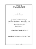 Quản trị nguồn nhân lực tại Công ty Cổ phần Phát triển ACT