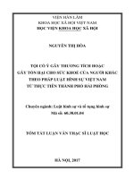 Tôi xin cam đoan rằng số liệu và kết quả nghiên cứu trong luận văn “tội cố ý gây thương tích hoặc gây tổn hại cho sức khỏe của người khác theo pháp luật hình sự việt nam từ thực tiễn HP (tt)