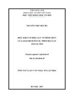 Điều kiện có hiệu lực về hình thức của giao dịch dân sự theo bộ luật dân sự 2015 (tt)