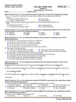 Đề và đáp an Tiếng Anh 12 thi học kỳ 2 năm 2017 | THPT Trung Giã DE 228