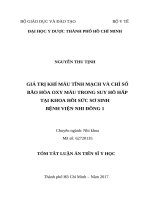 Giá trị của khí máu tĩnh mạch và chỉ số bão hoà oxy máu trong suy hô hấp tại khoa Hồi sức Sơ sinh bệnh viện Nhi đồng 1