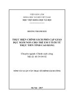 Thực hiện chính sách phổ cập giáo dục cho trẻ mầm non năm tuổi từ thực tiễn tỉnh cao bằng (tt) 