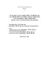 TỶ LỆ MẮC LAO VÀ KIẾN THỨC VỀ BỆNH LAO CỦA BỆNH NHÂN CÓ TRIỆU CHỨNG NGHI NGỜ LAO TẠI KHOA Y HỌC NHIỆT ĐỚI TRUNG TÂM Y TẾ HUYỆN ĐĂK TÔ NĂM 2016
