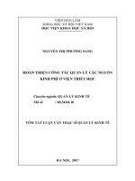 Hoàn thiện công tác quản lý các nguồn kinh phí ở viện triết học (tt) 