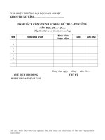 9. Bang tong hop cong trinh NCKHSV du thi cap Truong