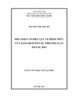 Điều kiện có hiệu lực về hình thức của giao dịch dân sự theo bộ luật dân sự 2015 (LV thạc sĩ)