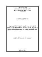 Định hướng nghề nghiệp của học sinh THPT ở nông thôn hiện nay (Nghiên cứu trường hợp tại Trường THPT Lương Tài 1, tỉnh Bắc Ninh) (LV thạc sĩ)