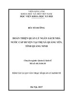 Hoàn thiện quản lý ngân sách nhà nước cấp huyện tại thị xã Quảng Yên, tỉnh Quảng Ninh (tt)