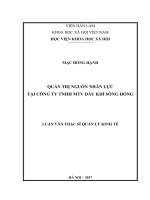 Quản trị nguồn nhân lực tại công ty TNHH MTV Dầu khí sông Hồng (LV thạc sĩ)