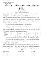 Đề thi - đáp án Xác suất thống kê - hệ CĐCN - Lần 1 - 12.7.2016 De1
