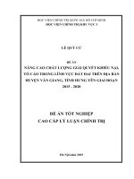 Nâng cao chất lượng giải quyết khiếu nại, tố cáo trong lĩnh vực đất đai trên địa bàn huyện Văn Giang, tỉnh Hưng Yên giai đoạn 2015  2020