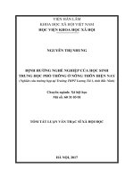 Định hướng nghề nghiệp của học sinh THPT ở nông thôn hiện nay” (Nghiên cứu trường hợp tại Trường THPT Lương Tài 1, tỉnh Bắc Ninh) (tt)