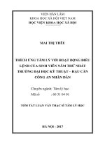 Thích ứng tâm lý với hoạt động điều lệnh của sinh viên năm thứ nhất trường Đại học Kỹ thuật – Hậu cần Công an nhân dân (tt)