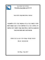 Nghiên cứu tác động của cấu trúc vốn đến hiệu quả tài chính của các công ty niên yết trên thị trường chứng khoán thành phố hồ chí minh (tt) 