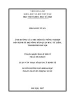 Ảnh hưởng của thu hồi đất nông nghiệp đến kinh tế hộ nông dân quận Bắc Từ Liêm, thành phố Hà Nội (tt)