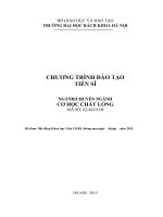 CHƯƠNG TRÌNH ĐÀO TẠO TIẾN SĨ NGÀNH/CHUYÊN NGÀNH CƠ HỌC CHẤT LỎNG