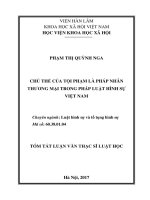 Chủ thể của tội phạm là pháp nhân thương mại trong pháp luật hình sự Việt Nam (tt)