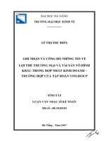 Ghi nhận và công bố thông tin về lợi thế thương mại và tài sản vô hình khác trong hợp nhất kinh doanh   trường hợp của tập đoàn vingroup (tt) 