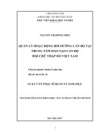 Quản lý hoạt động bồi dưỡng cán bộ tại trung tâm đào tạo cán bộ hội chữ thập đỏ việt nam