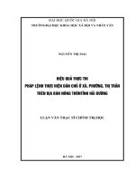 Hiệu quả thực thi pháp lệnh thực hiện dân chủ ở xã, phường, thị trấn trên địa bàn nông thôn tỉnh hải dương 