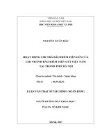 Hoạt động chi trả bảo hiểm tiền gửi của Chi nhánh Bảo hiểm tiền gửi Việt Nam tại thành phố Hà Nội