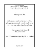 Hoàn thiện chiến lược thị trường bảo hiểm xe cơ giới tại Tổng công ty cổ phần Bảo hiểm Sài Gòn – Hà Nội (tt)