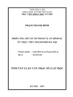 Phiên tòa xét xử sơ thẩm vụ án hình sự từ thực tiễn thành phố hà nội (tt) 