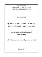 Quản lý Ngân sách nhà nước tại Bộ Văn hóa, Thể thao và Du lịch (tt)