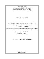 Hành vi tiêu dùng rau an toàn ở vùng ven đô (nghiên cứu trường hợp tại huyện Ứng Hòa – Tp Hà Nội)